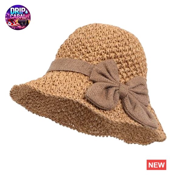 Straw Bucket Hat Roll Up Travel Beach Sun Protection Floppy - Picture 3 of 7